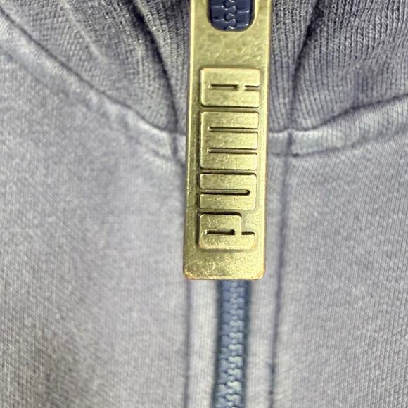 PUMA Men's Size Large Navy Blue Full Zip Cotton Blend Track Jacket Sweatshirt - Picture 10 of 11